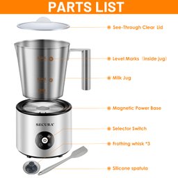 Secura Espumador Automático de Leite 4 em 1 500ml (inox) - 8