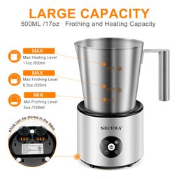 Secura Espumador Automático de Leite 4 em 1 500ml (inox) - 4