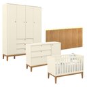 Ver imagem 1 de Quarto de Bebê Unique 4 Portas com Cômoda Sapateira e Painel Farm com Led Off White Eco Wood - Matic