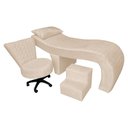 Ver imagem 1 de Kit Maca Estética Metalasse com Mocho e Escadinha Slk Decor Nina Bege