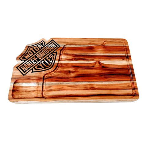 Tábua de corte tradicional para churrasco Madeira teca Harley Davidson