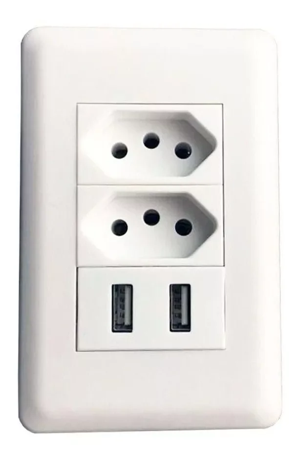 Tomada Usb 2 Entradas 5v Cor Branco
