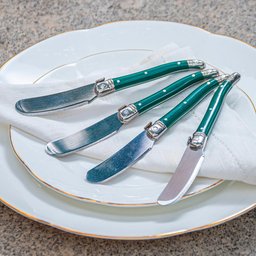 Conjunto de 4 facas para manteiga Laguiole LA TOUR Luxo com bandeja de madeira- verde - 2
