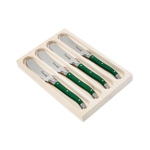 Conjunto de 4 facas para manteiga Laguiole LA TOUR Luxo com bandeja de madeira- verde