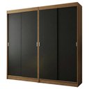 Ver imagem 2 de Conjunto 2 Guarda Roupas 4 Portas de Correr MDP Rustic-Preto Madesa 218cm