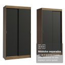 Ver imagem 4 de Conjunto 2 Guarda Roupas 4 Portas de Correr MDP Rustic-Preto Madesa 218cm