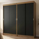 Ver imagem 1 de Conjunto 2 Guarda Roupas 4 Portas de Correr MDP Rustic-Preto Madesa 218cm