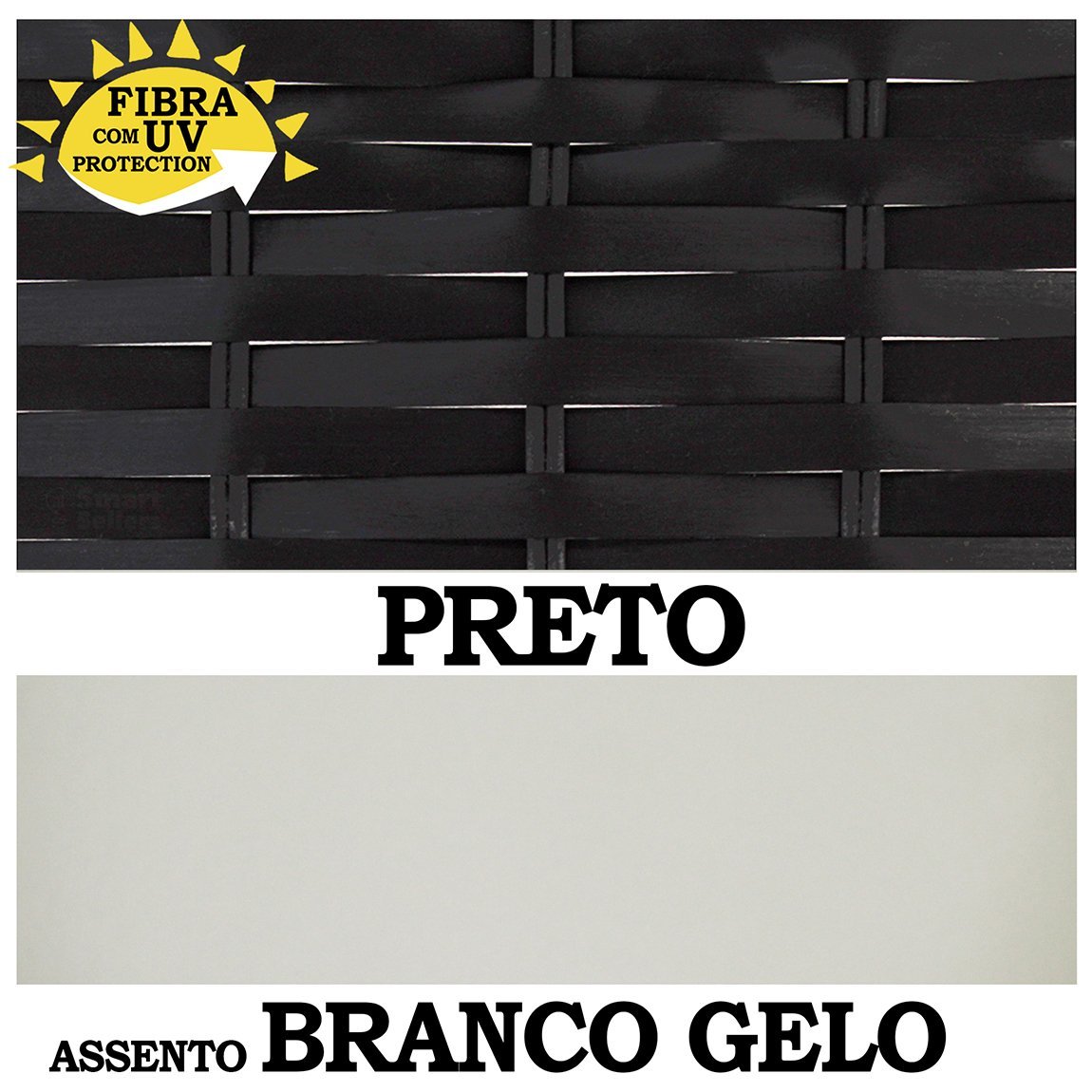 4 Cadeiras Panero Alumínio Fibra Assento Estofado Preto/Branco - 4