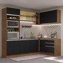 Ver imagem 1 de Armário de Cozinha Completa de Canto 399cm Rustic Preto Glamy Madesa 02