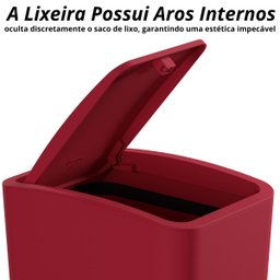 Lixeira 8l com Tampa Click Retangular + Escova Sanitária com Suporte para Banheiro | Astra - 8