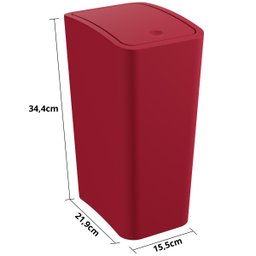 Lixeira 8l com Tampa Click Retangular + Escova Sanitária com Suporte para Banheiro | Astra - 3