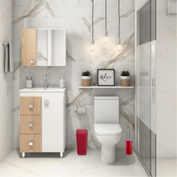 Lixeira 8l com Tampa Click Retangular + Escova Sanitária com Suporte para Banheiro | Astra - 9