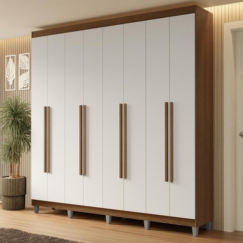 Guarda-Roupa Casal com Pés 8 Portas Batentes Netuno Madesa