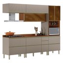 Ver imagem 1 de Cozinha Completa Proença 7 Portas 7 Gavetas com Vidro Dp2705rf Nogueira/nude Prime Tx - Demóbile