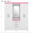 Ver imagem 2 de Guarda Roupa Casal 4 Portas com Espelho e 3 Gavetas Colombo - Branco/rosa/branco