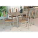 Ver imagem 1 de Conjunto: Mesa Sala Jantar Elba Tampo Madeirado C/ Vidro 160cm e 6 Cadeiras Florença Niquel/freijo