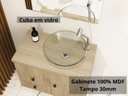 Ver imagem 5 de Kit Armário MDF para Banheiro Completo Luna 60 com Espelho e Cuba vidro:Nature