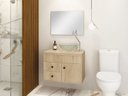 Ver imagem 1 de Kit Armário MDF para Banheiro Completo Luna 60 com Espelho e Cuba vidro:Nature
