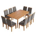 Ver imagem 1 de Conjunto Mesa 160x90 com 10 Cadeiras Blend Pés Madeira Maciça Sala Grande Premium - Cinza Escuro