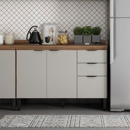 Balcão Firenze 120cm 3 Portas e 2 Gavetas com Tampo 93241 Demóbile - 4