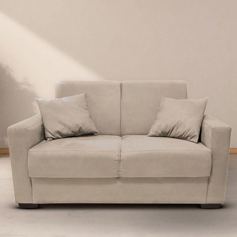 Sofá Estofado 2 Lugares Sala Estar Recepção Raíssa Suede Bege