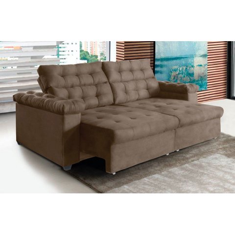 Sofá New Austrália 220cm Retratil Reclinavel Suede Castor – Ws.