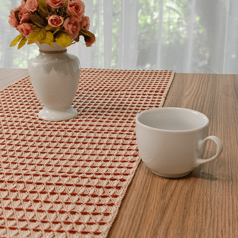 Caminho de Mesa Nobre Algodão Terracota Cru 33 x 150