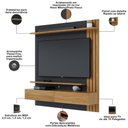 Ver imagem 4 de Painel para TV 65 pol com Bancada Suspensa 150cm Will C04 Noce Milano Preto Fosco - Lyam Decor