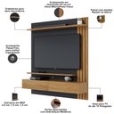 Ver imagem 4 de Painel para Tv 65 Pol com Bancada Suspensa 150cm Will C04 Noce Milano Preto Fosco - Lyam Decor