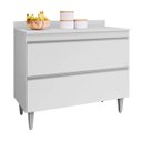 Ver imagem 1 de Balcão Gabinete 100cm com Tampo 2 Gavetas Esmeralda Mdp Branco
