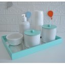 Ver imagem 1 de Kit Higiene Bebê Porcelana Decoração + Bandeja + Térmica K063