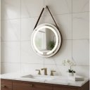 Ver imagem 7 de Espelho Redondo Adnet Iluminado Led com Alça 40cm Premium - Branco Alça Caramelo