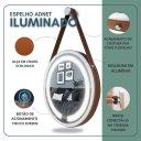 Ver imagem 4 de Espelho Redondo Adnet Iluminado Led com Alça 40cm Premium - Branco Alça Caramelo