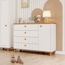 Ver imagem 1 de Cômoda de Bebê Cupcake 1 Porta 4 Gavetas 100% MDF Branco Acetinado/Nature - Permobili