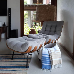 Poltrona Consultório Psicologia Estofada Chaise Costela Linho Cinza - 12