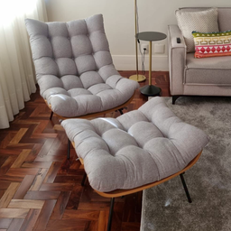 Poltrona Consultório Psicologia Estofada Chaise Costela Linho Cinza - 11