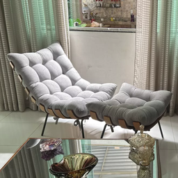 Poltrona Consultório Psicologia Estofada Chaise Costela Linho Cinza - 8
