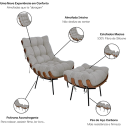 Poltrona Consultório Psicologia Estofada Chaise Costela Linho Cinza - 7
