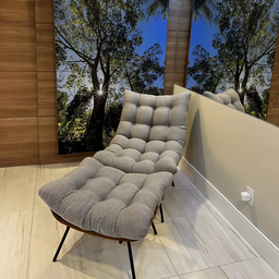 Poltrona Consultório Psicologia Estofada Chaise Costela Linho Cinza - 9