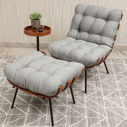 Poltrona Consultório Psicologia Estofada Chaise Costela Linho Cinza - 14