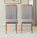 Ver imagem 2 de Kit 2 Cadeiras Estofadas de Jantar Tulipa - Mdf em Linho Pés em Madeira - Vintage Decor - Prata