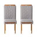 Ver imagem 1 de Kit 2 Cadeiras Estofadas de Jantar Tulipa - Mdf em Linho Pés em Madeira - Vintage Decor - Prata