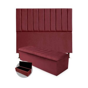 Kit Cabeceira + Calçadeira Baú Cancun Solteiro 90cm Suede:cinza
