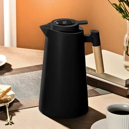 Garrafa Térmica com Termômetro 1l Cabo para Madeira Chá Café Cor:preto - 5