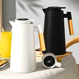 Garrafa Térmica com Termômetro 1l Cabo para Madeira Chá Café Cor:preto - 3