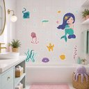Ver imagem 2 de Adesivo Infantil Sereia Fundo do Mar para Banheiro
