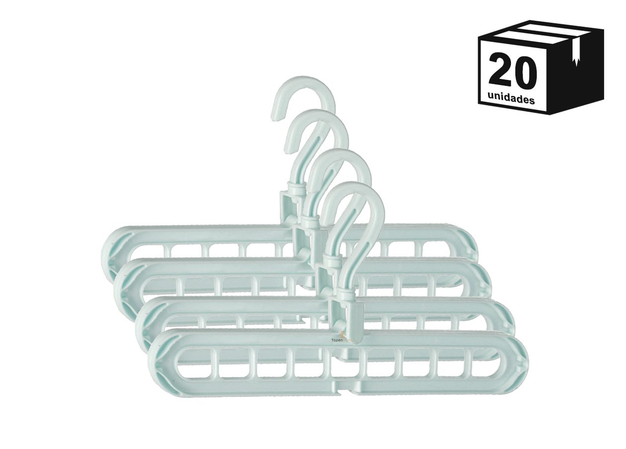 Kit 20 Suporte Organizador Para Cabides Versátil Azul - 3