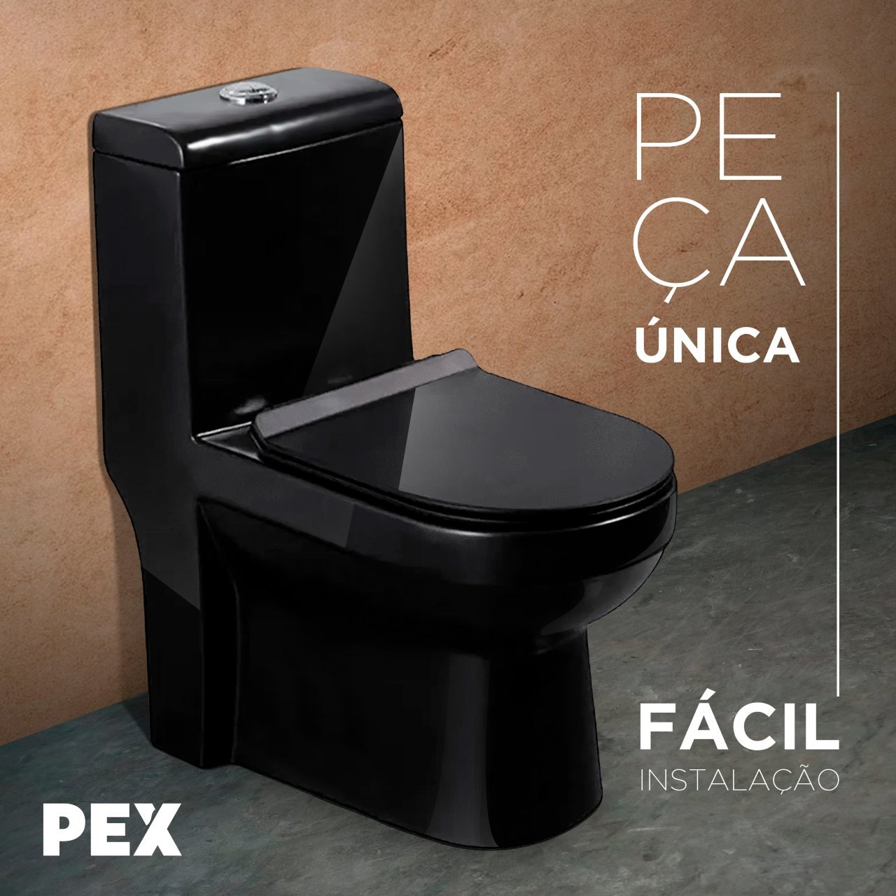 Vaso Sanitário Monobloco Preto Pex Ícaro Produzido em Cerâmica - 3