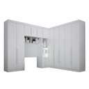 Ver imagem 5 de Módulo Completo Solteiro de Canto Áurea 11 Portas de Bater MDF Branco com Mesa de Cabeceira Arbo