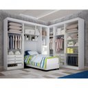 Ver imagem 4 de Módulo Completo Solteiro de Canto Áurea 11 Portas de Bater MDF Branco com Mesa de Cabeceira Arbo